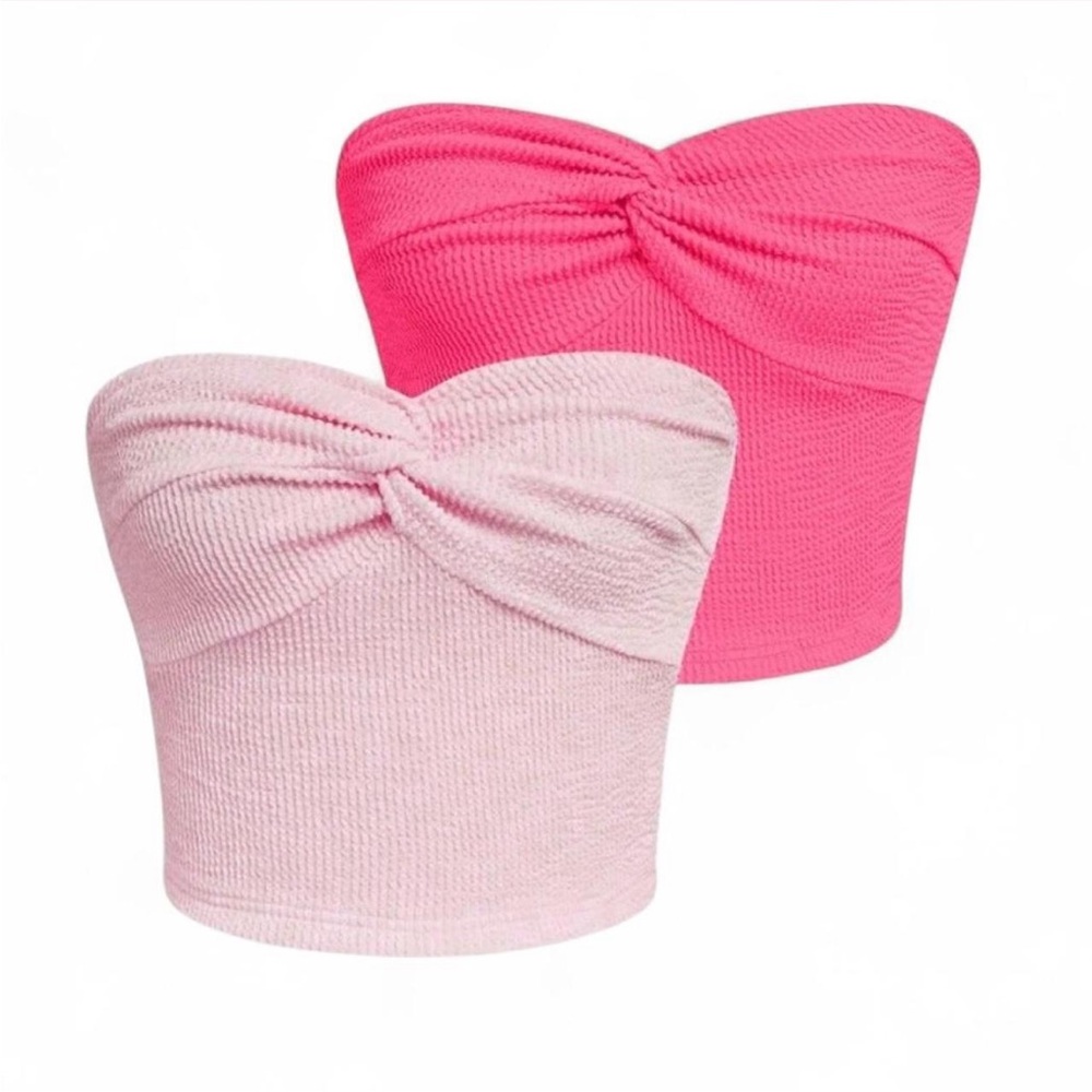 SHEIN Pink Crop Top Sweetheart Bandeau